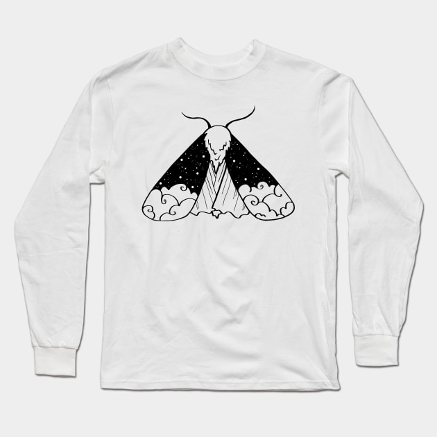 Night Sky Moth Long Sleeve T-Shirt by Ellen Wilberg